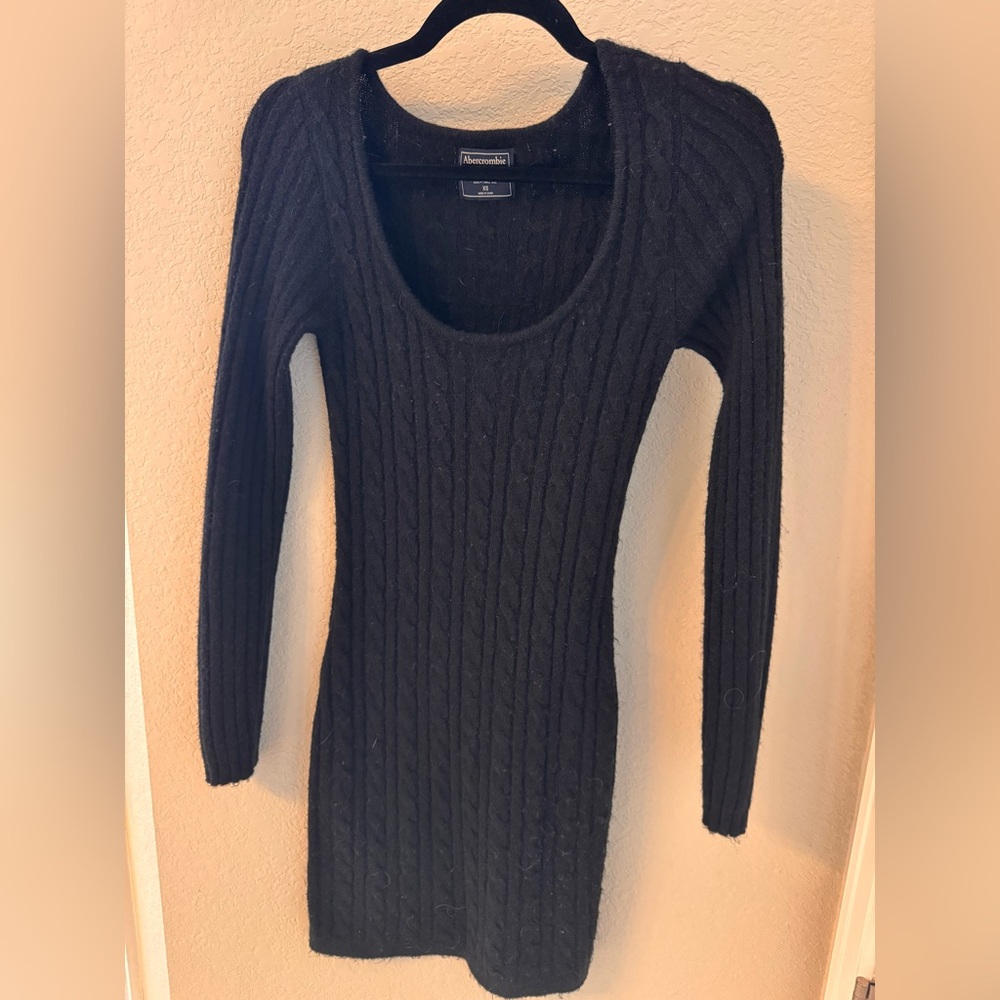 Abercrombie & Fitch Black Cable Knit Sweater Dress